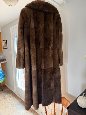 Long Brown Full-Length Fur Coat
